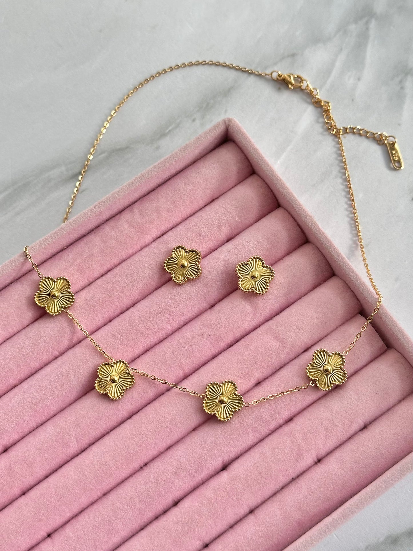 JUEGO ARETES Y COLLAR AC INOX