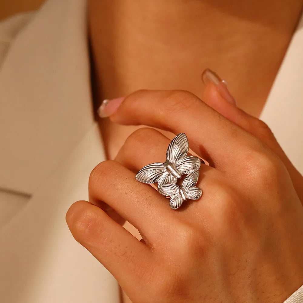 ANILLO MARIPOSA PLATA AC INOX