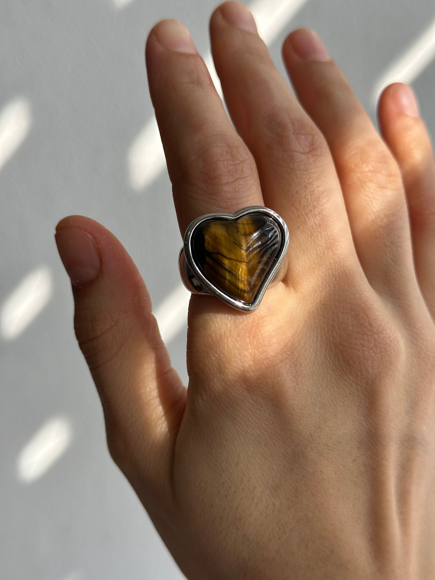 ANILLO PIEDRA CORAZÓN AC INOX