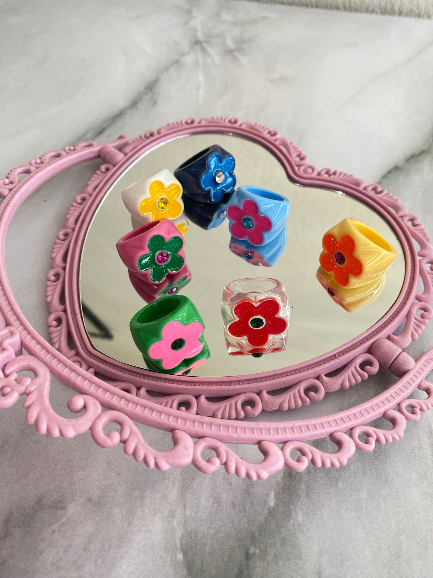 ANILLOS FLOR ACRILICO