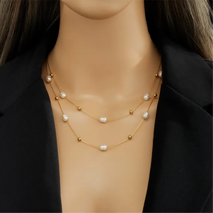 COLLAR PERLAS DOBLE AC INOX