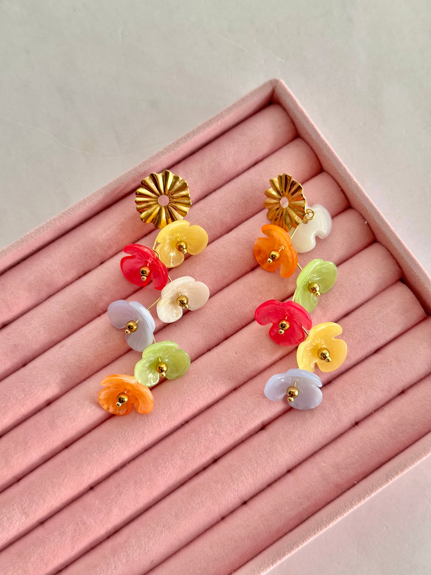 ARETES LARGOS FLORES AC INOX