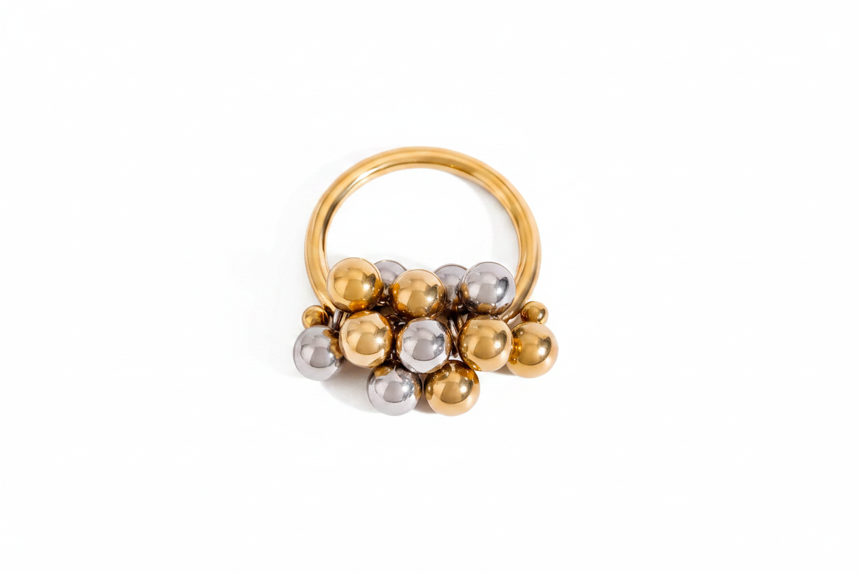 ANILLO BOLITAS BICOLOR AC INOX