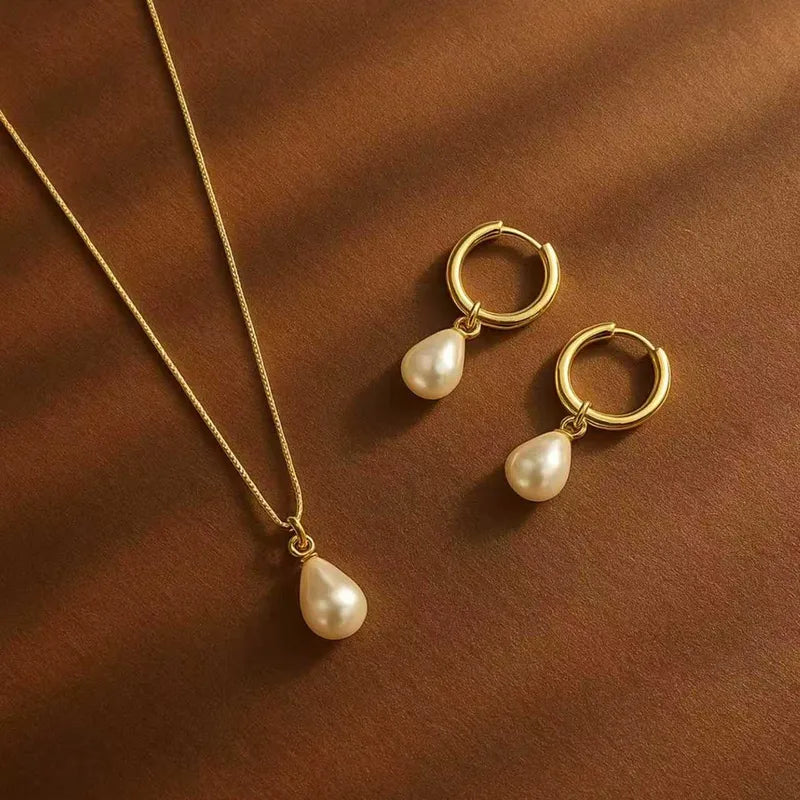 JUEGO ARETES Y COLLAR AC INOX