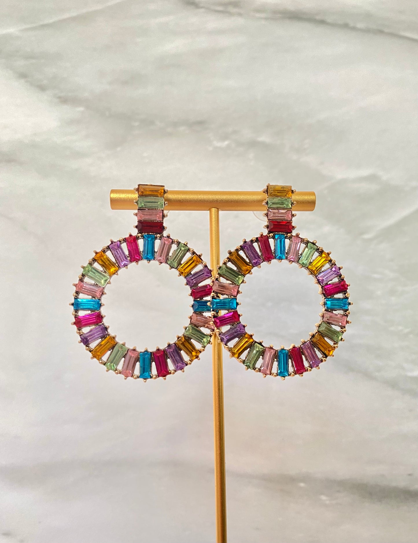 ARETES GRANDES DE PIEDRAS DE COLORES