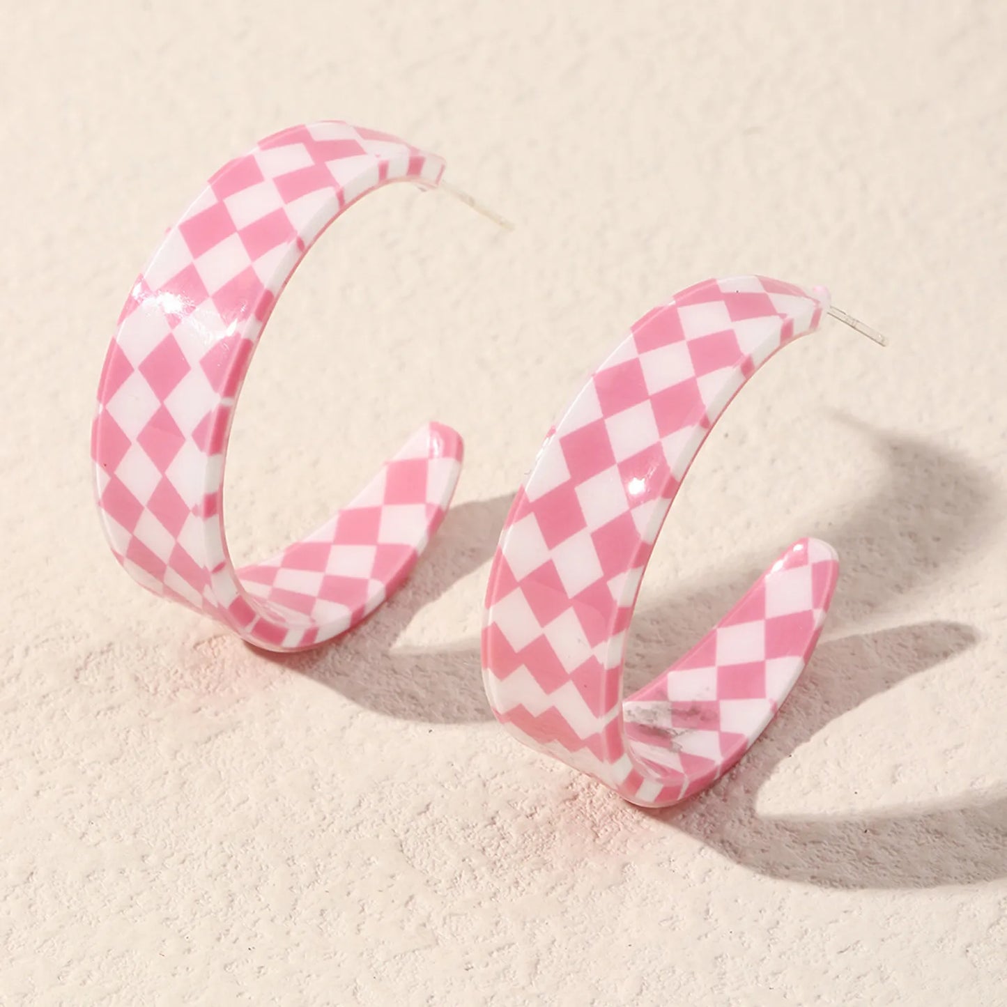 ARRACADAS CUADROS ROSA