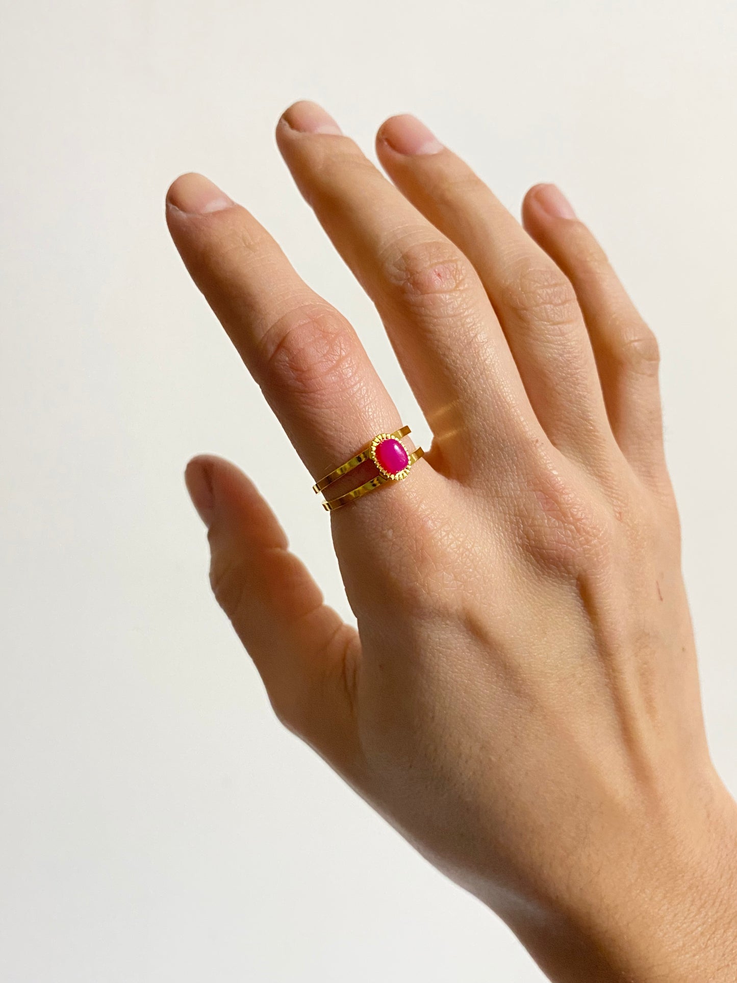 ANILLO PIEDRA ROSA AC INOX