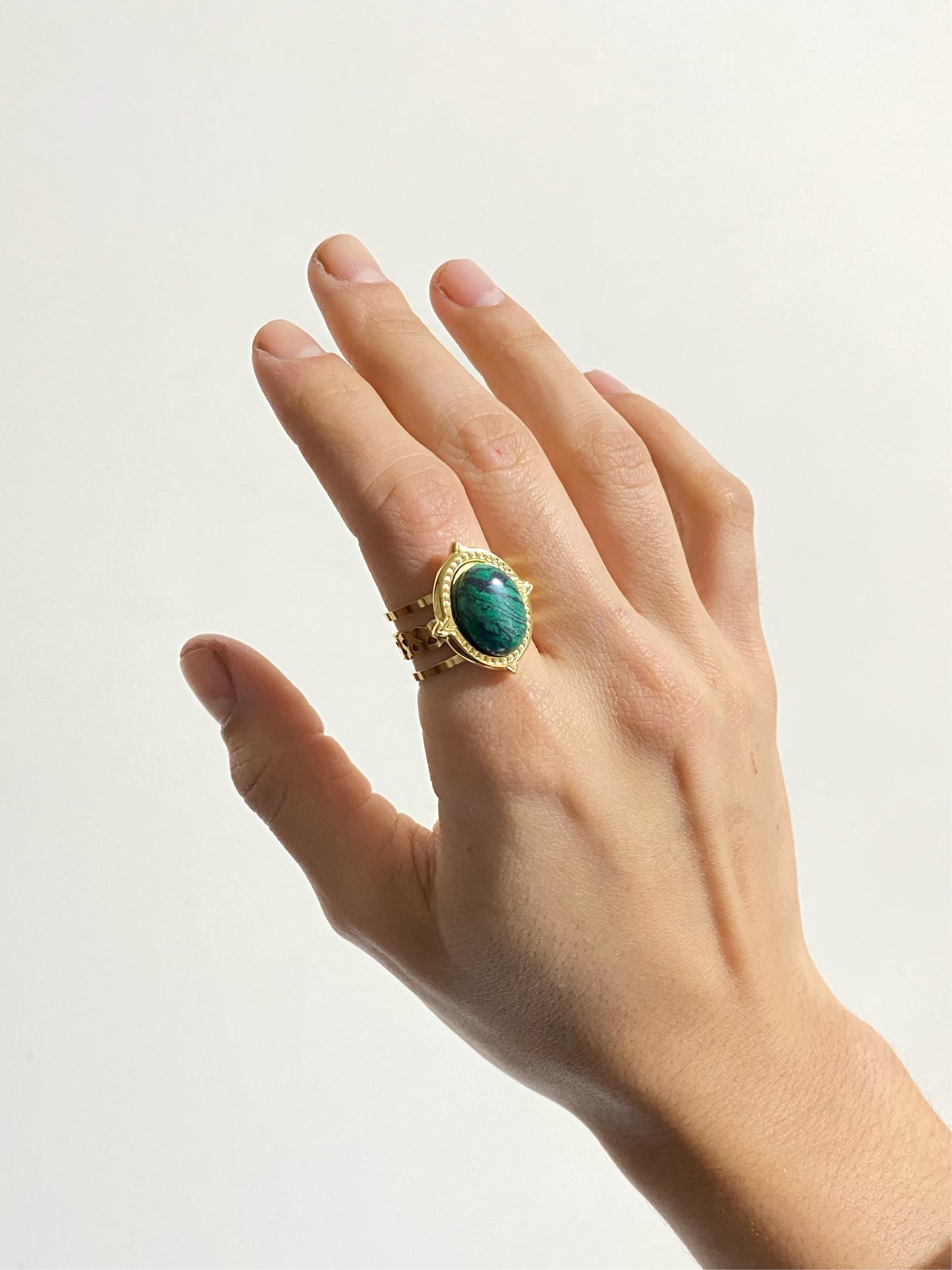 ANILLO PIEDRA VERDE GRANDE AC INOX