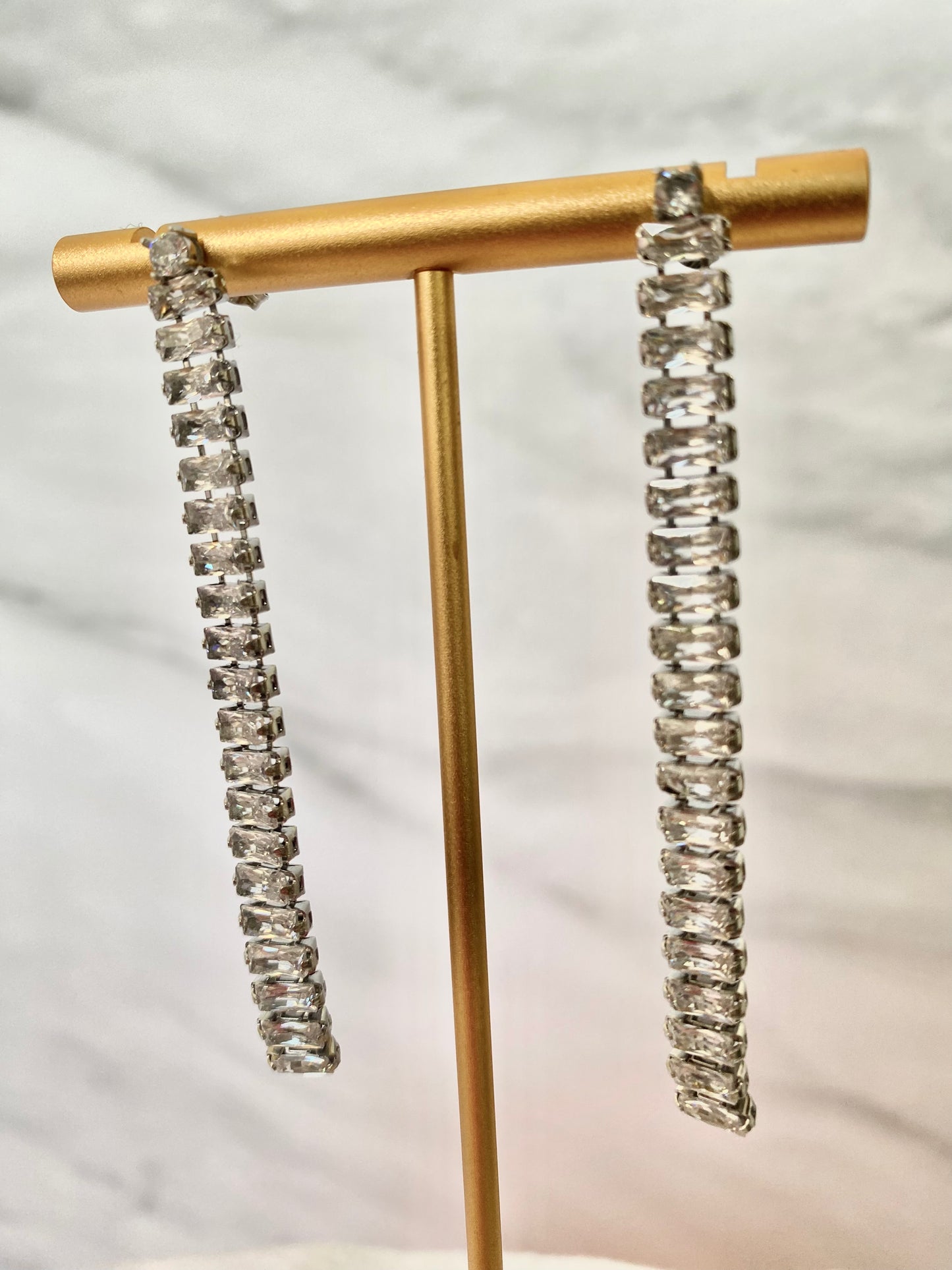 ARETES LARGOS CON PIEDRAS ACERO INOX