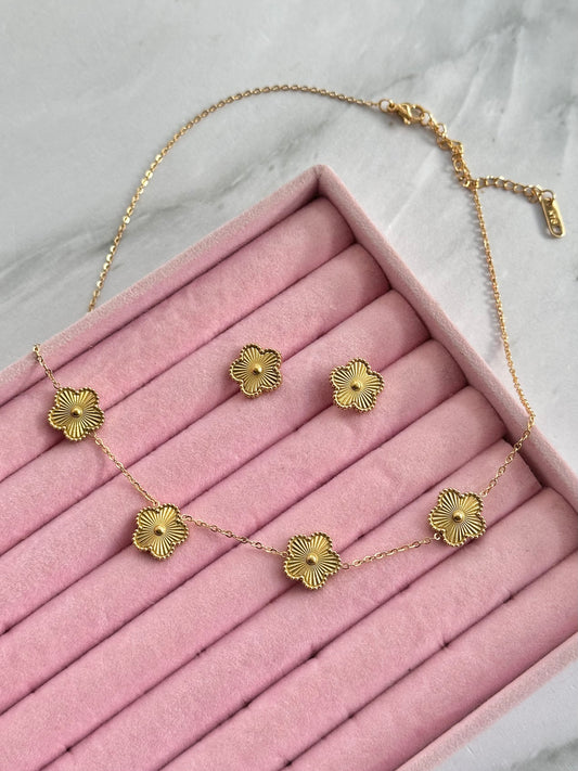 JUEGO ARETES Y COLLAR AC INOX
