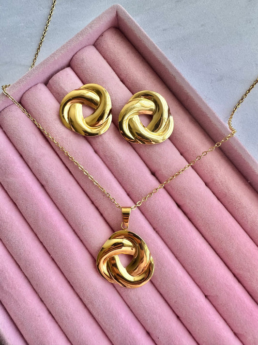 JUEGO ARETES Y COLLAR AC INOX