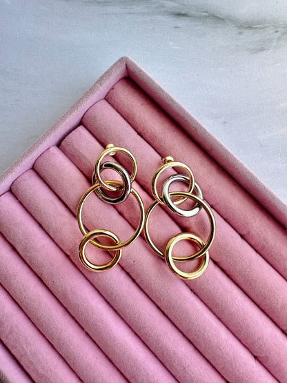 ARETES LARGOS BICOLOR