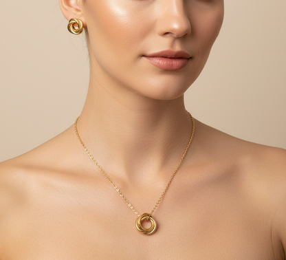 JUEGO ARETES Y COLLAR AC INOX
