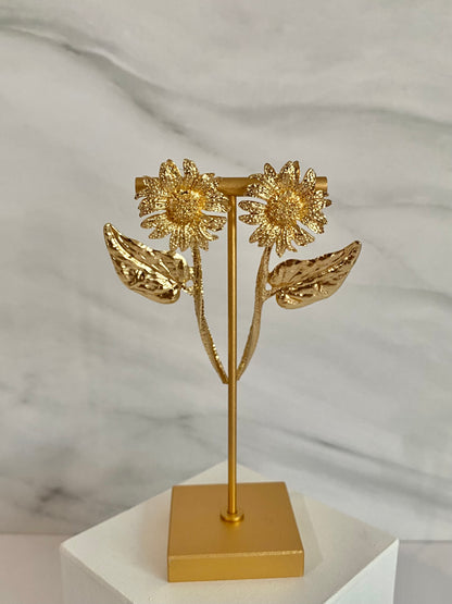 ARETES GIRASOL DORADO