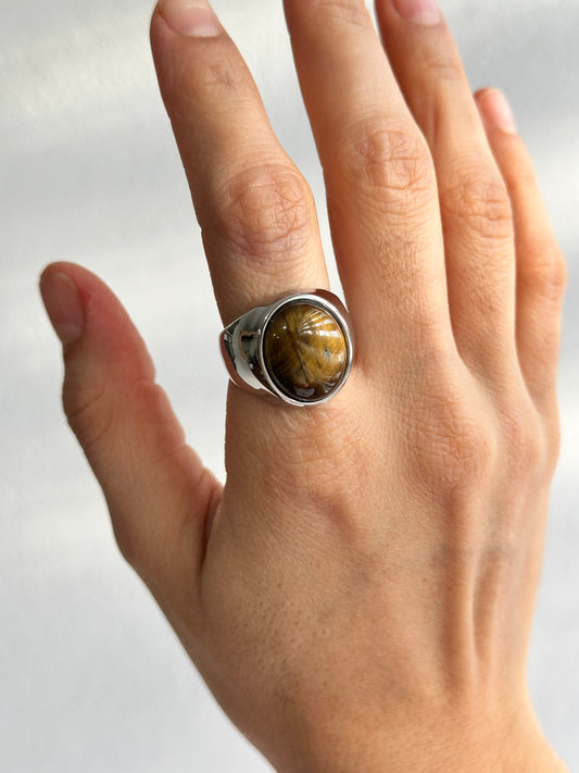 ANILLO OJO DE TIGRE AC INOX