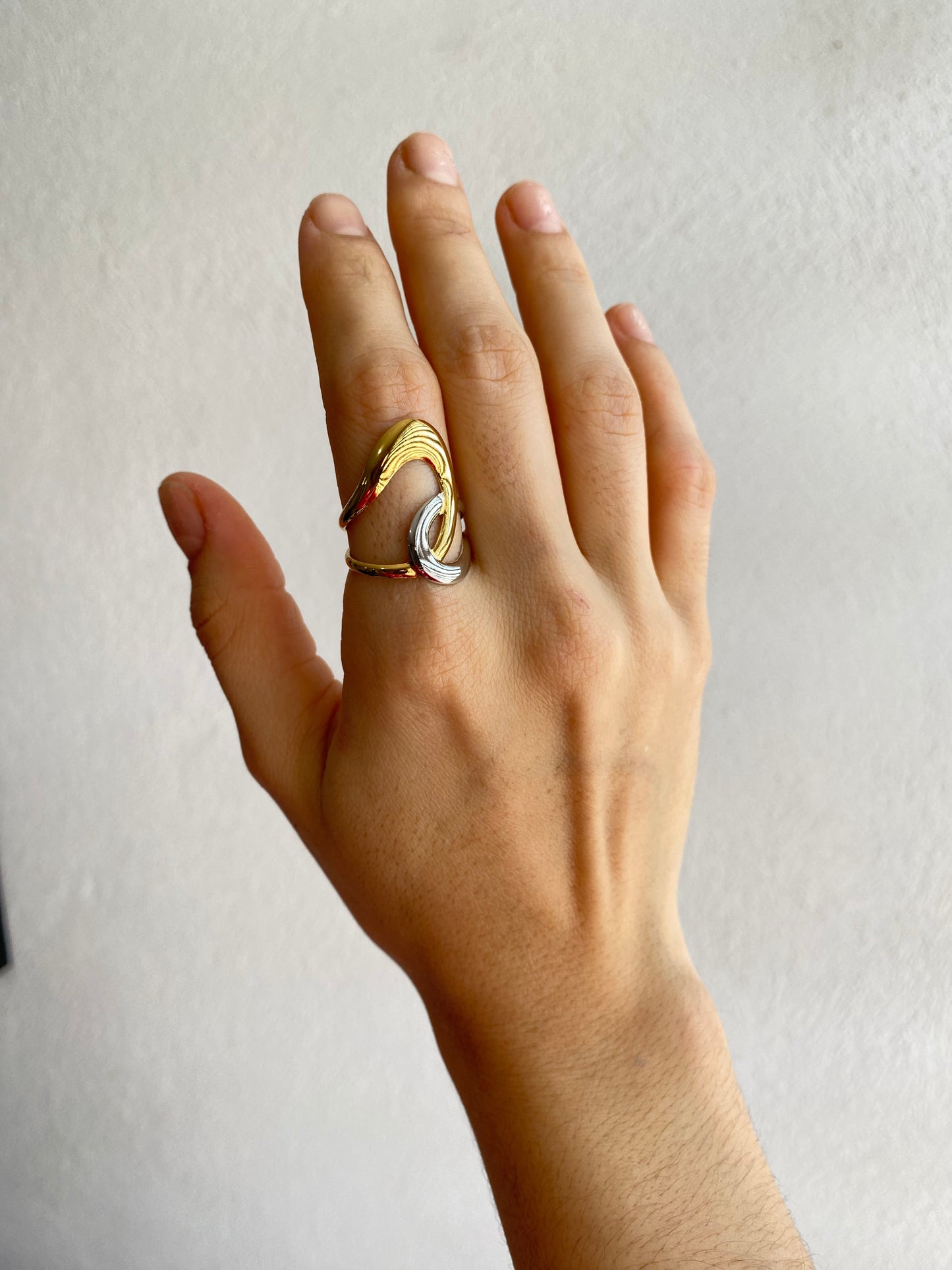ANILLO ENTRELAZADO BICOLOR AC INOX