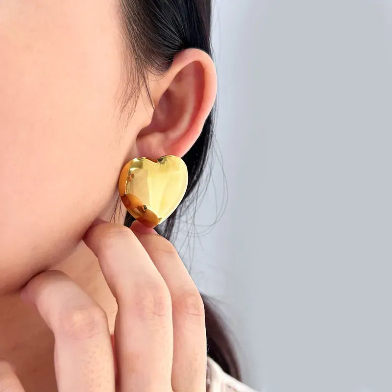 ARETES DE CORAZÓN CHUNKY PLATA AC INOX