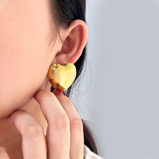 ARETES DE CORAZÓN CHUNKY PLATA AC INOX