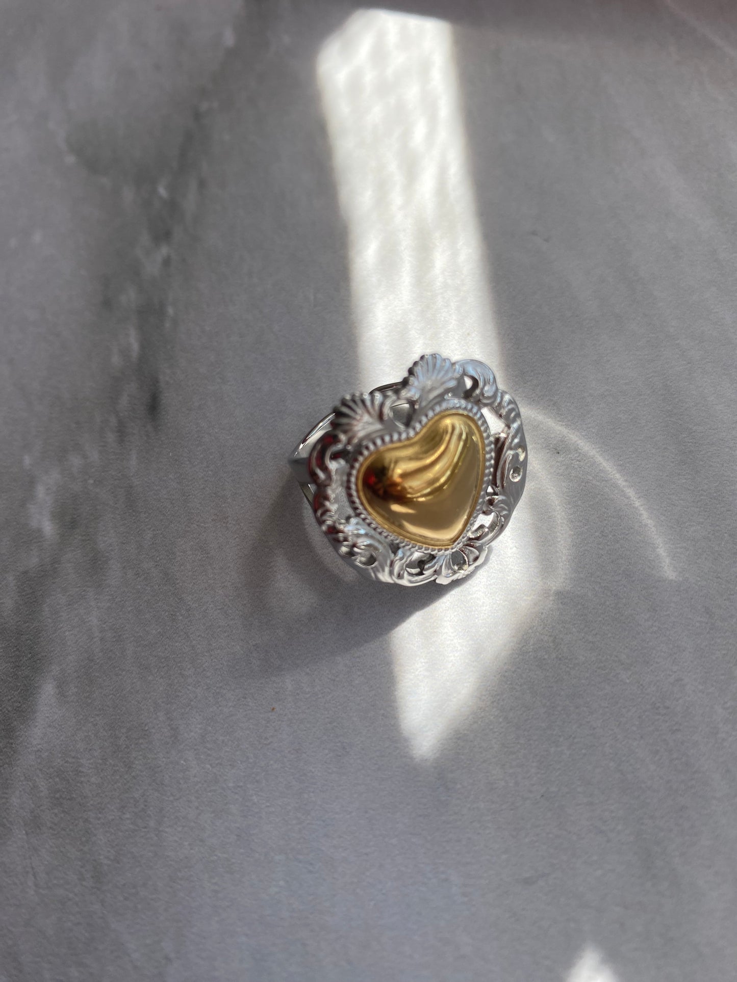 ANILLO CORAZON BICOLOR AC INOX