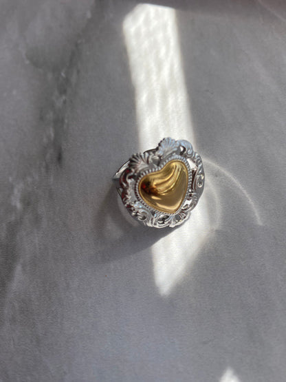 ANILLO CORAZON BICOLOR AC INOX
