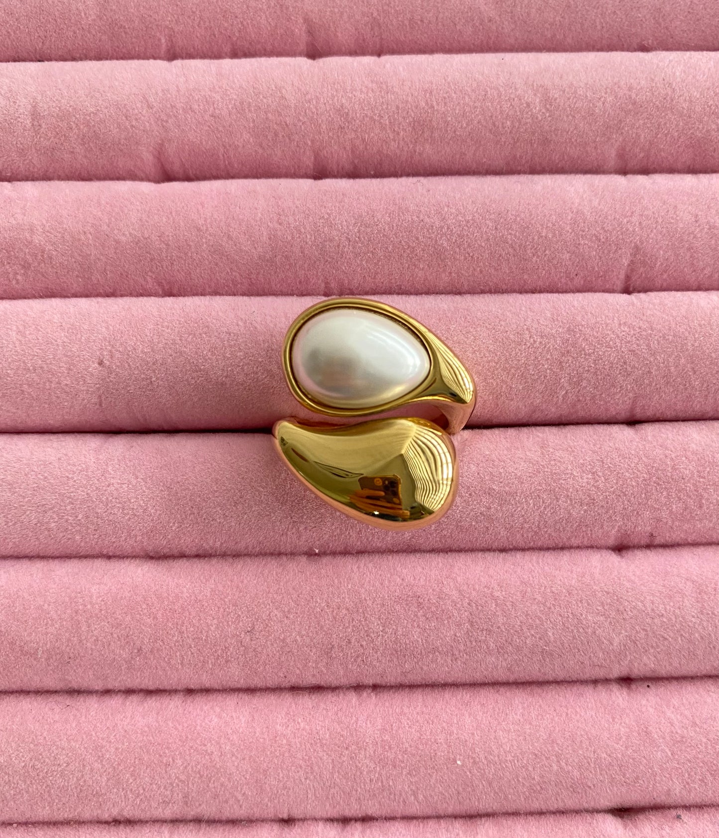 ANILLO CRUZADO CON PERLA AC INOX