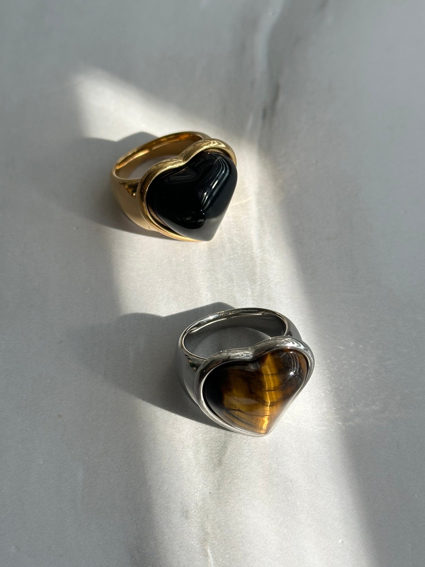 ANILLO PIEDRA CORAZÓN AC INOX