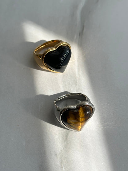 ANILLO PIEDRA CORAZÓN AC INOX