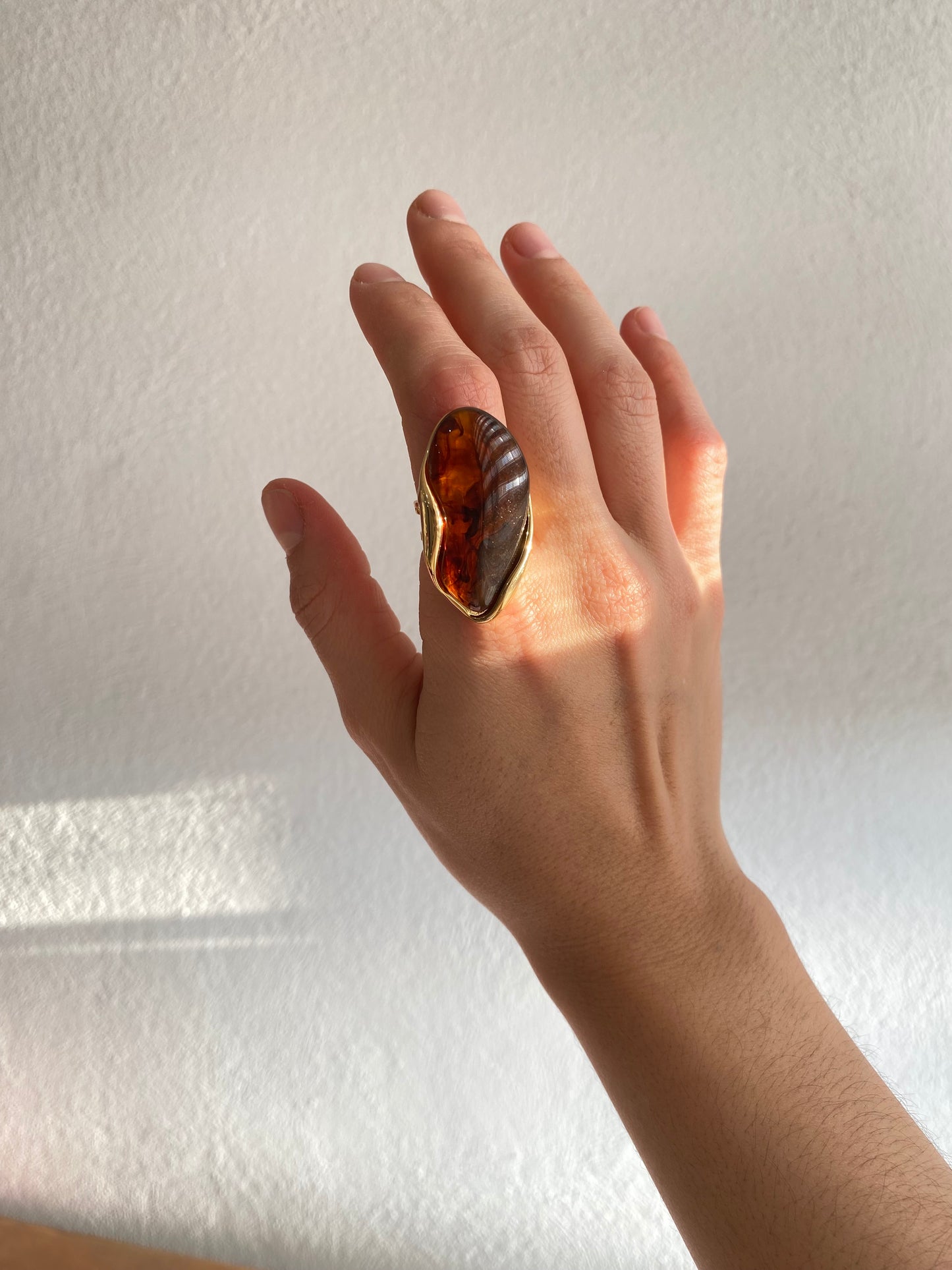 ANILLO GEOMÉTRICO AMBAR AC INOX