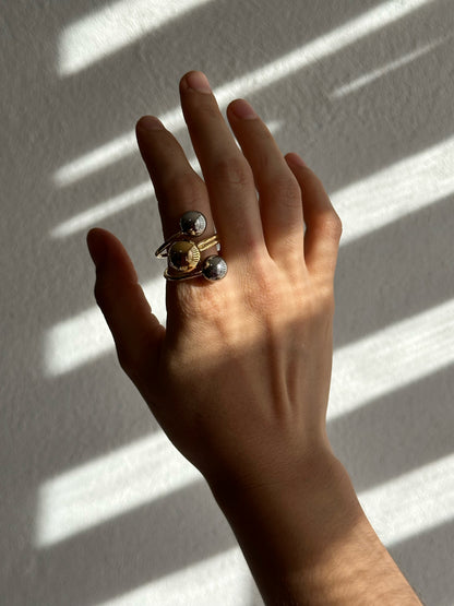 ANILLO CRUZADO BICOLOR AC INOX