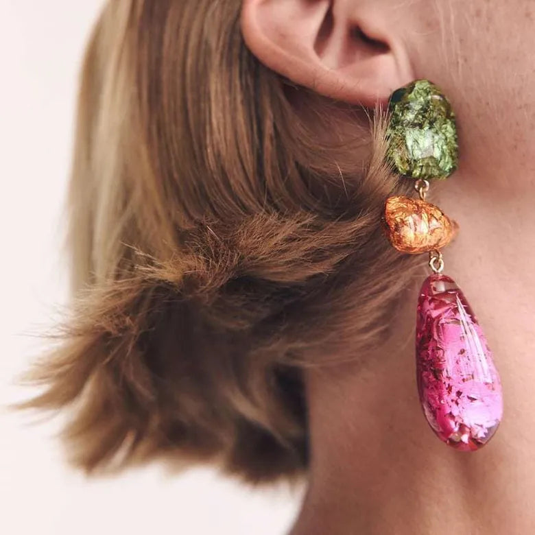 ARETES PIEDRAS LARGOS