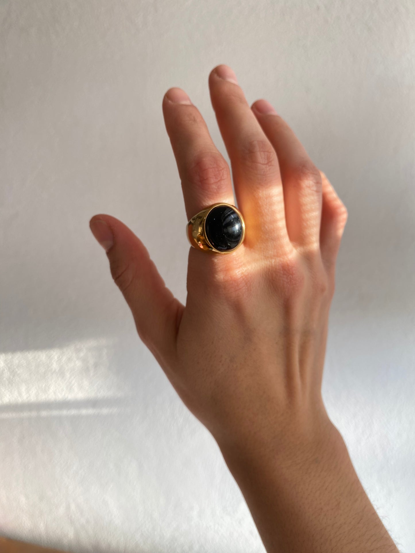 ANILLO PIEDRA NEGRA AC INOX