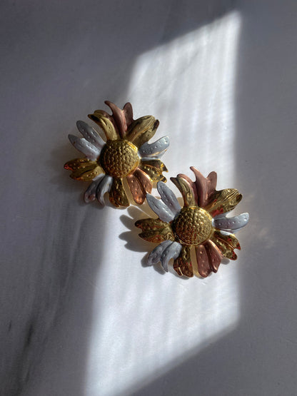 ARETES FLOR TRICOLOR AC INOX