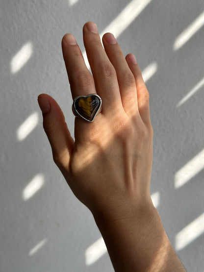 ANILLO PIEDRA CORAZÓN AC INOX