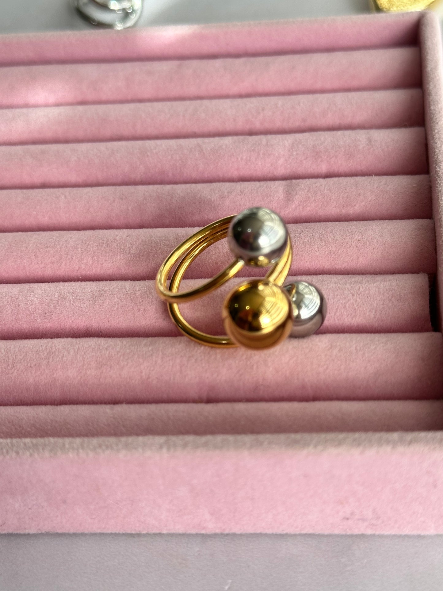 ANILLO CRUZADO BICOLOR AC INOX