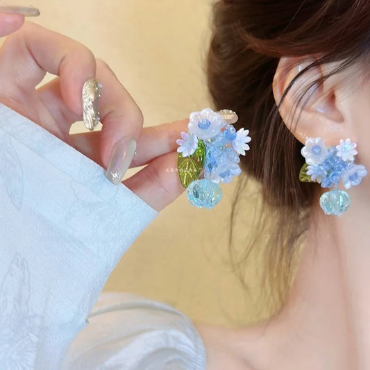ARETES FLOR AZUL