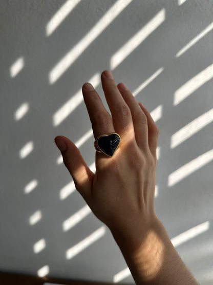 ANILLO PIEDRA CORAZÓN AC INOX