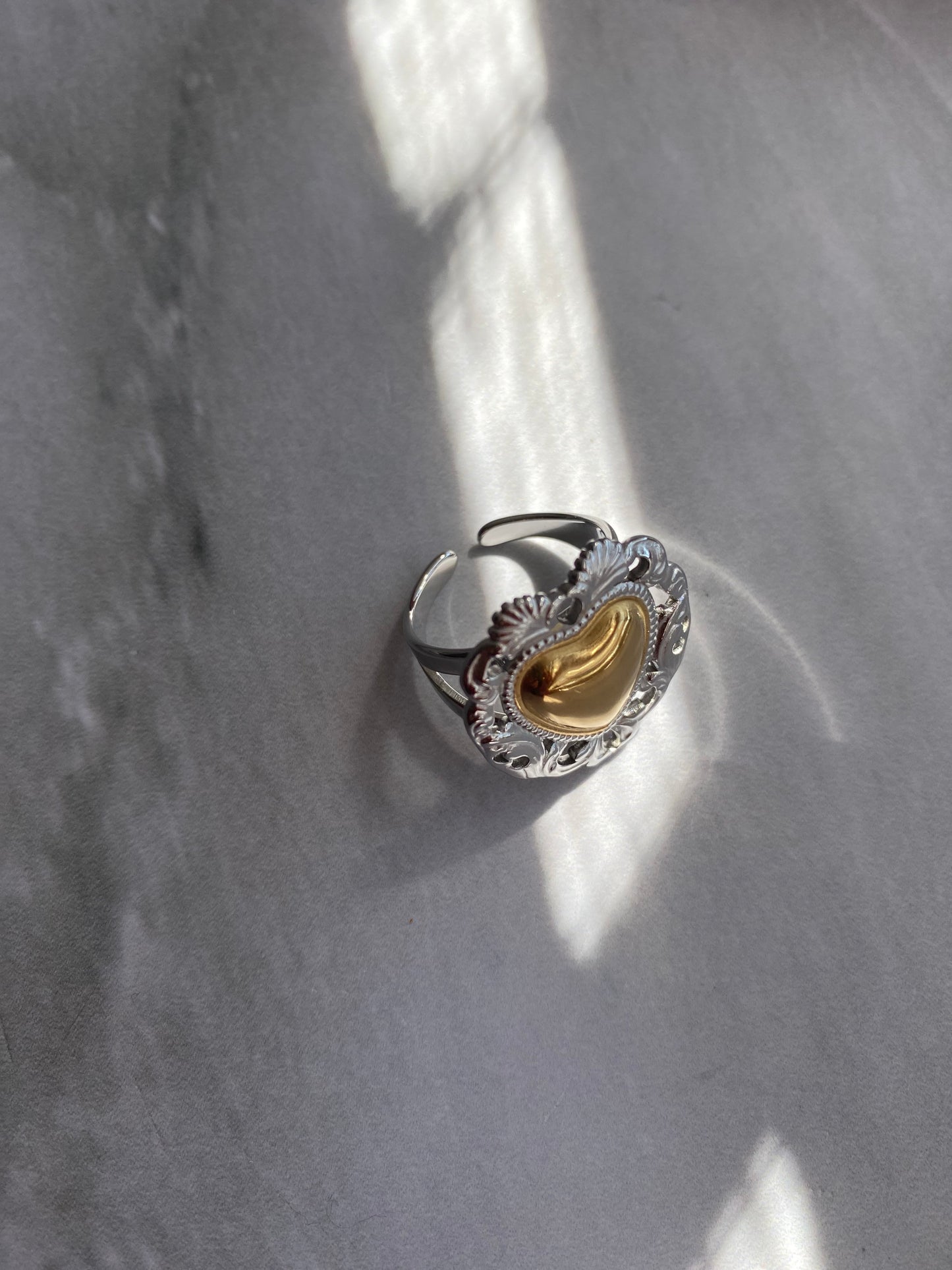 ANILLO CORAZON BICOLOR AC INOX