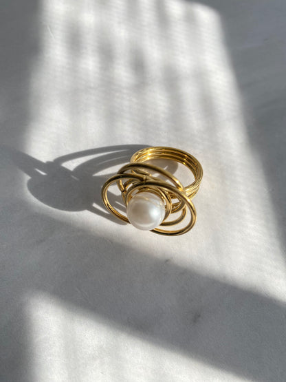 ANILLO AMARA IRREGULAR PERLA AC INOX