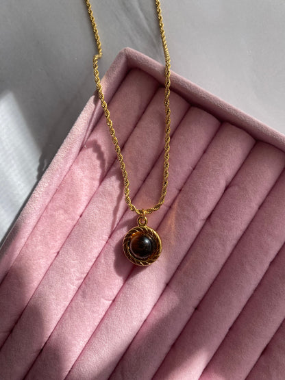 COLLAR AC INOX PIEDRA CAFÉ