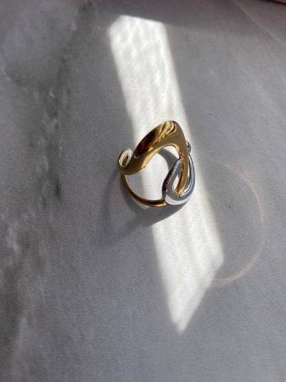 ANILLO ENTRELAZADO BICOLOR AC INOX