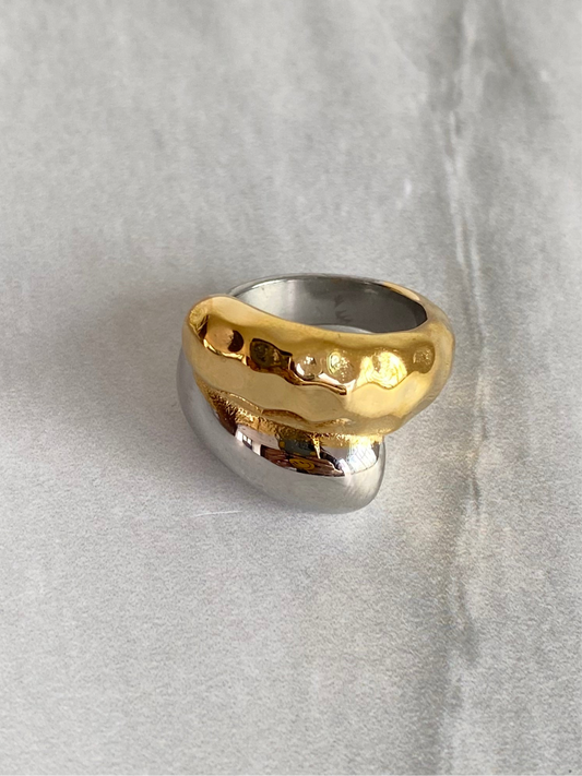ANILLO CHUNKY BICOLOR ACERO INOX