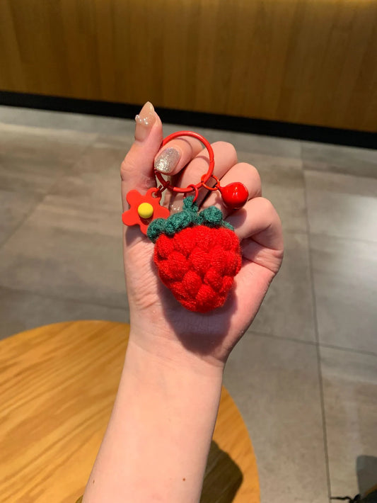 LLAVERO TEJIDO FRAMBUESA