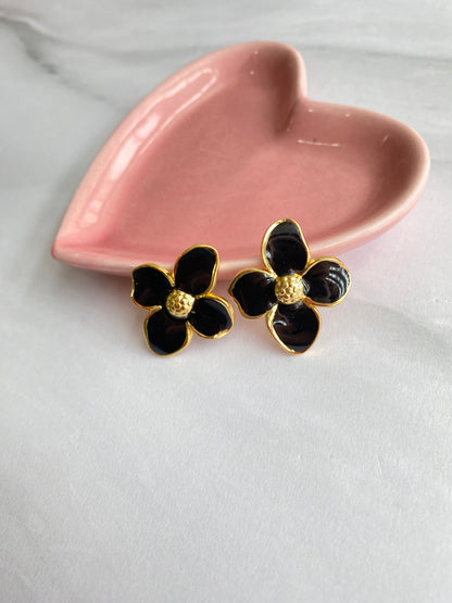 ARETES FLOR NEGRO AC INOX