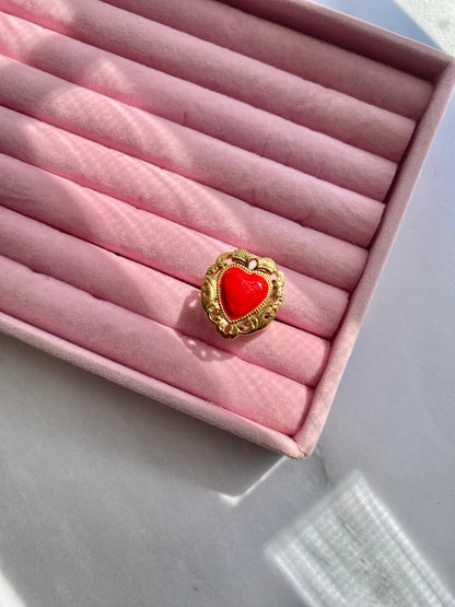 ANILLO CORAZON ROJO AC INOX