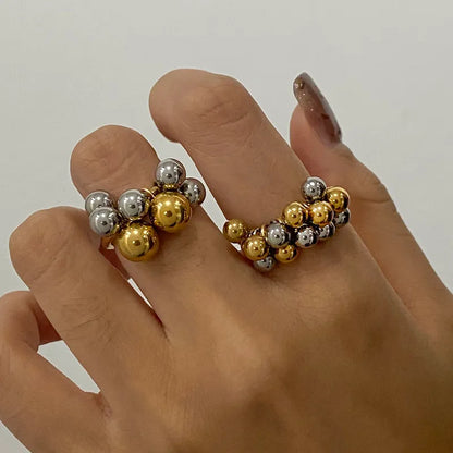 ANILLO BOLITAS BICOLOR AC INOX