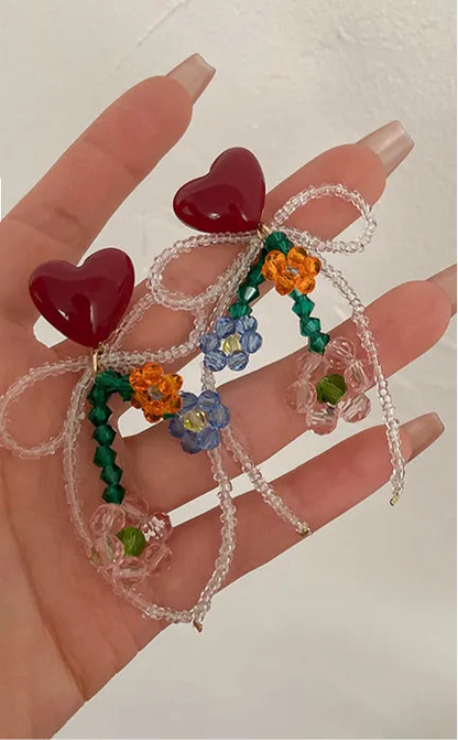ARETES DE CORAZON CON LAZO