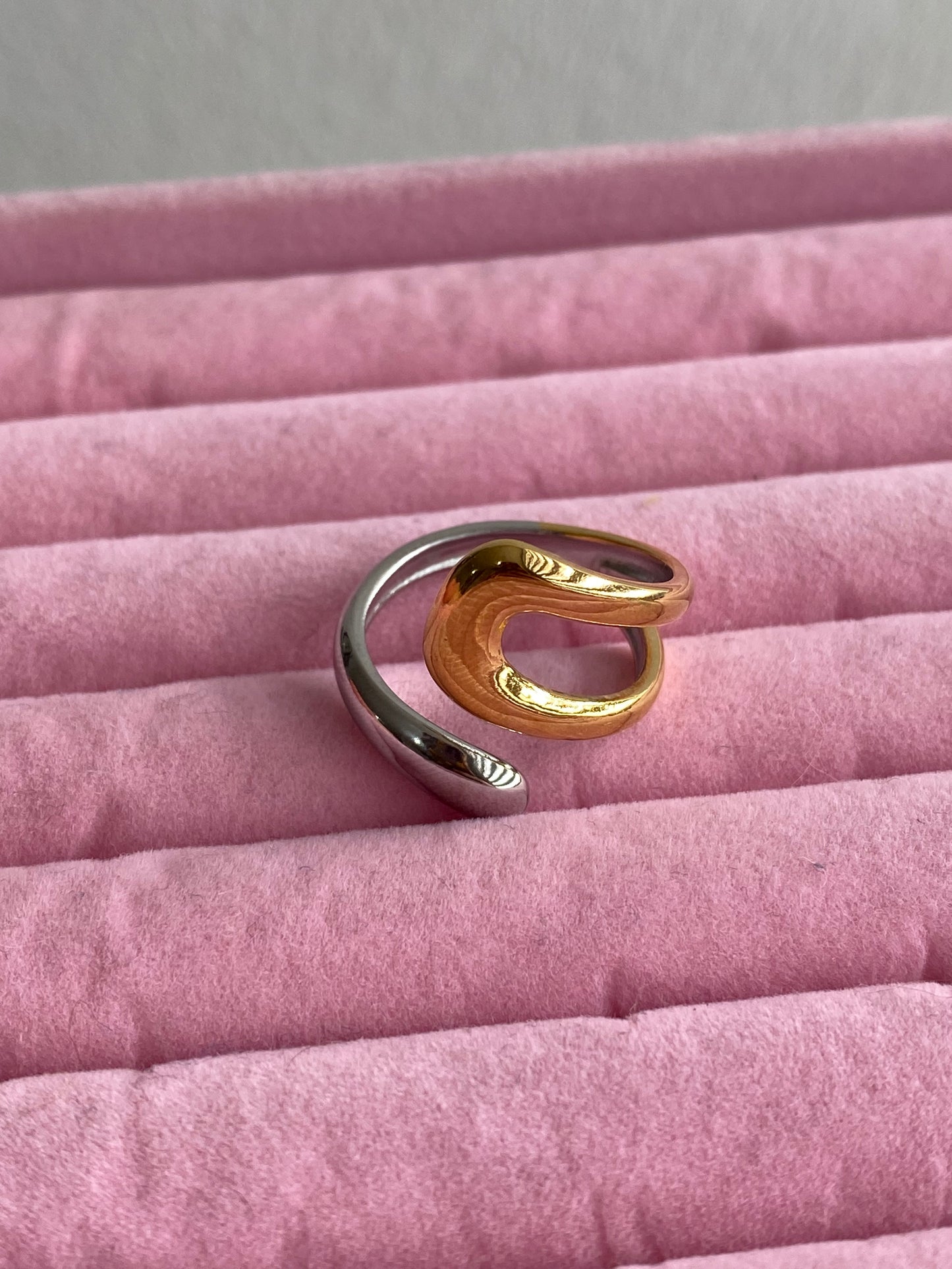 ANILLO CRUZADO BICOLOR AC INOX