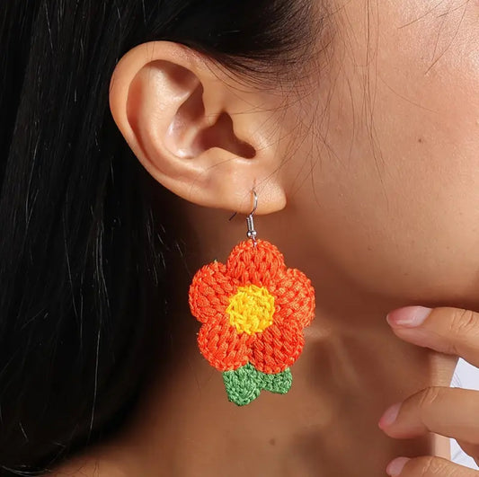 ARETES FLOR CROCHET GDE