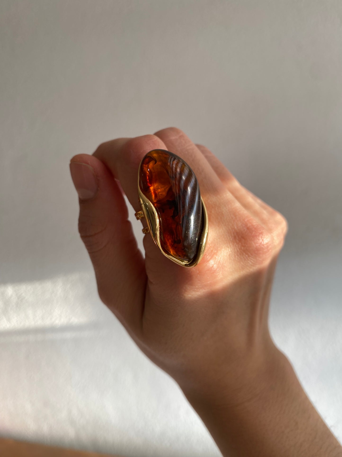 ANILLO GEOMÉTRICO AMBAR AC INOX