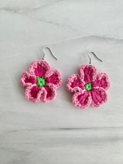 ARETES FLOR CROCHET GDE